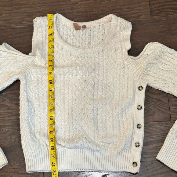 Anthropologie Pilcro Cold Shoulder Fisherman Sweater Knit Size Smalll - Picture 8 of 11